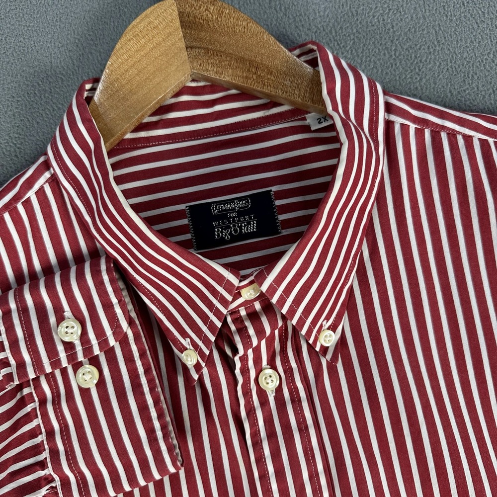 Gitman Bros Shirt Mens 2XL Red White Striped Made In USA Classic Old Money